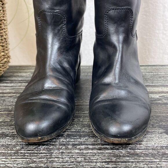 Brooks Brothers Black Leather Knee High Low Heel Riding Boots 6.5 - Picture 2 of 8